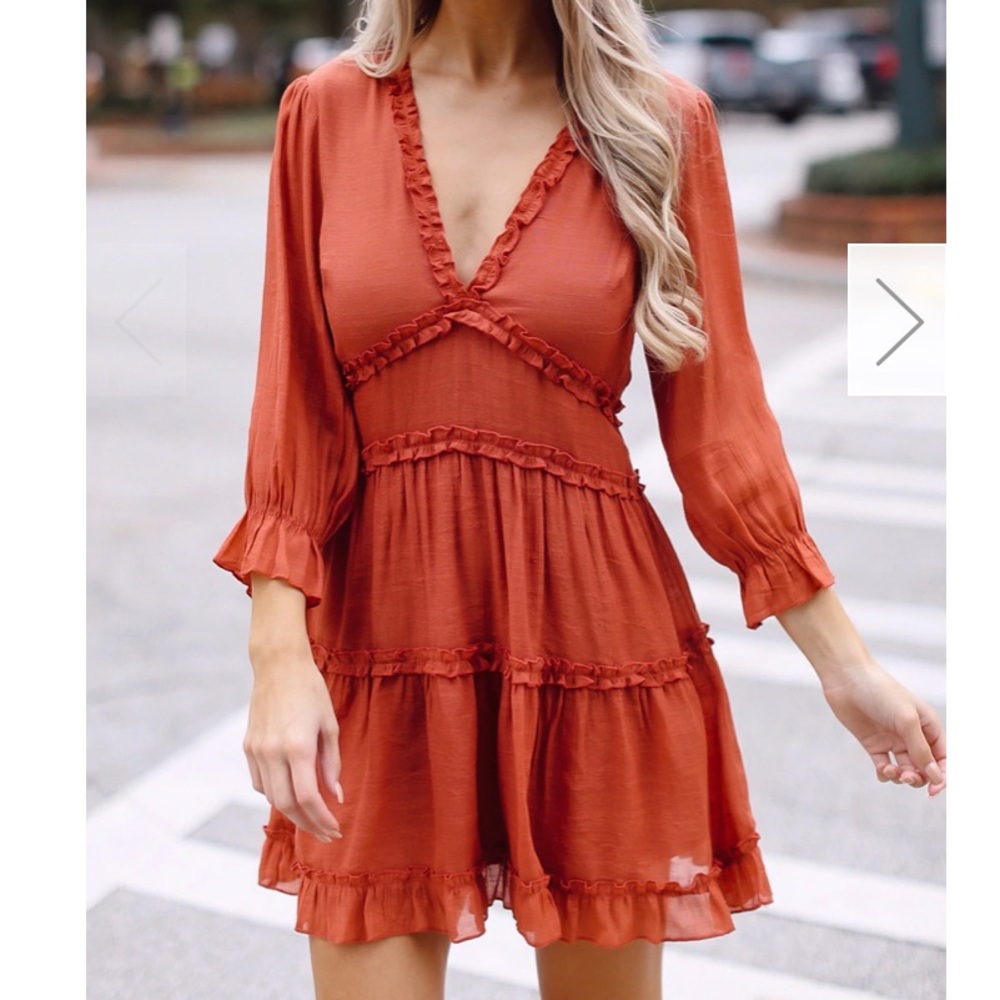 Rust Tiered ruffle dress